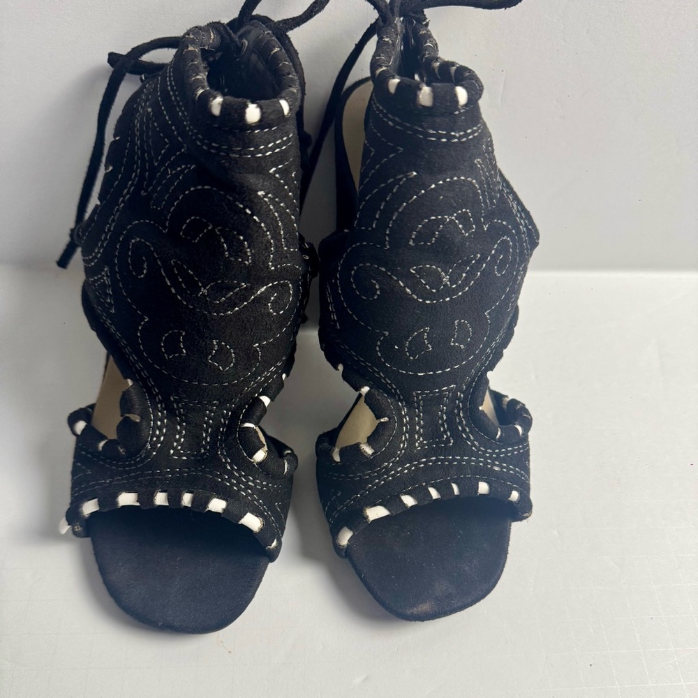 Black Embroidered Women's Size 6 1/2 - Picture 7 of 8